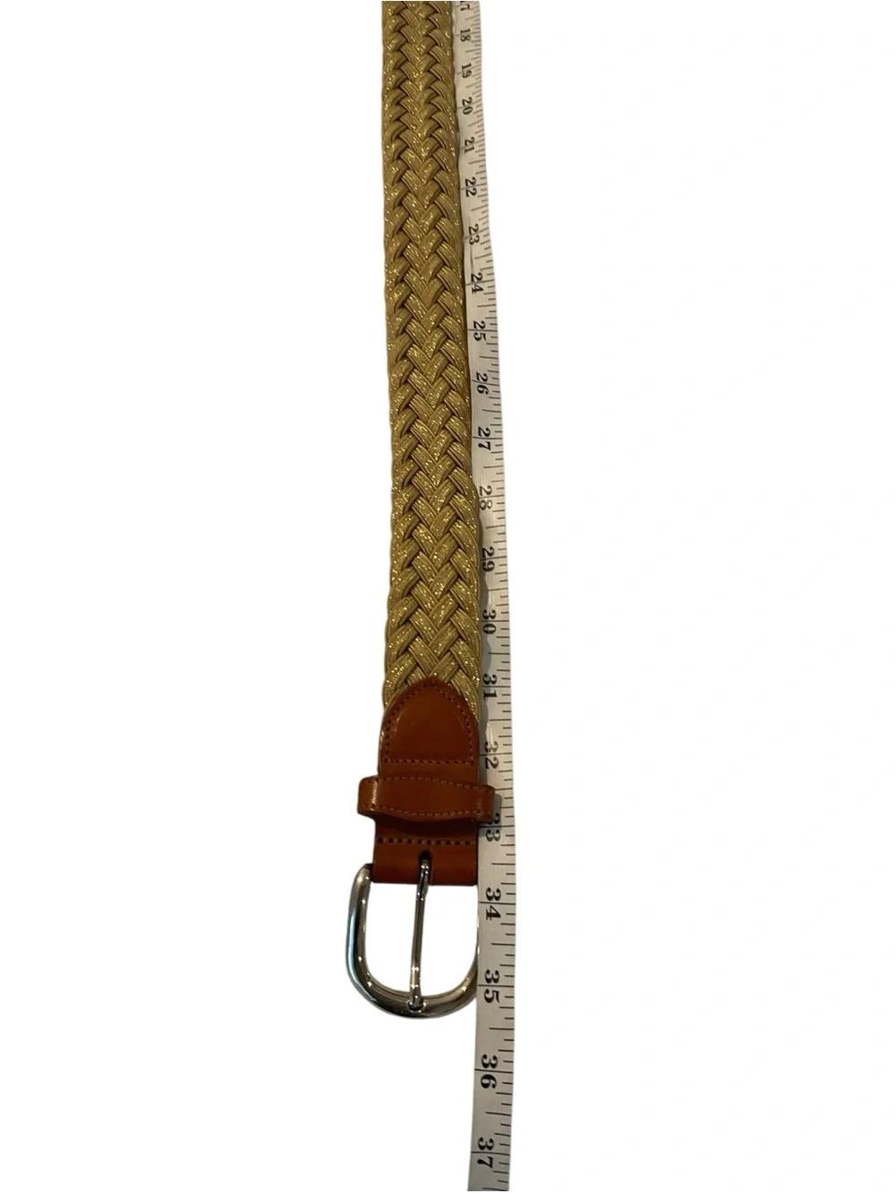 A.P.C. Braided Beige Belt with Brown Leather Trim